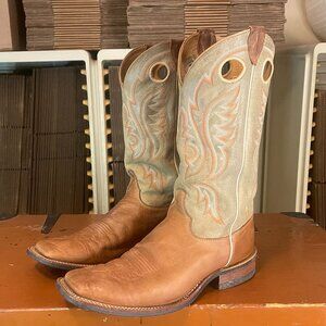 JUSTIN BR354 Men's Size 11 D Bent Rail Brown Tan Light Green Cowboy Boots